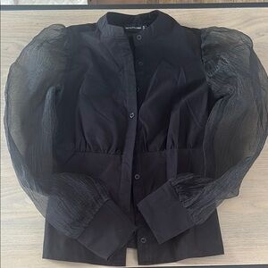 Elegant Black woman organza shirt